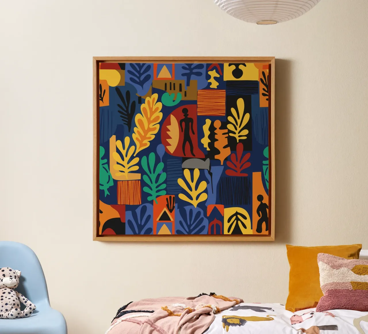 Cut Out Flowers African Pattern Design canvas met Baklijst van Abstract and Patterns