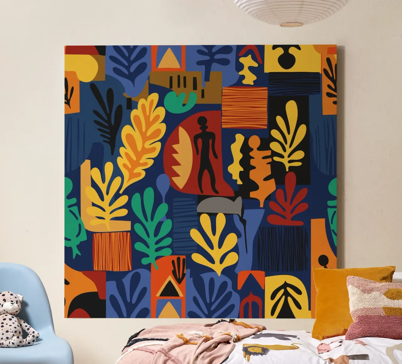 Cut Out Flowers African Pattern Design canvas met Baklijst van Abstract and Patterns