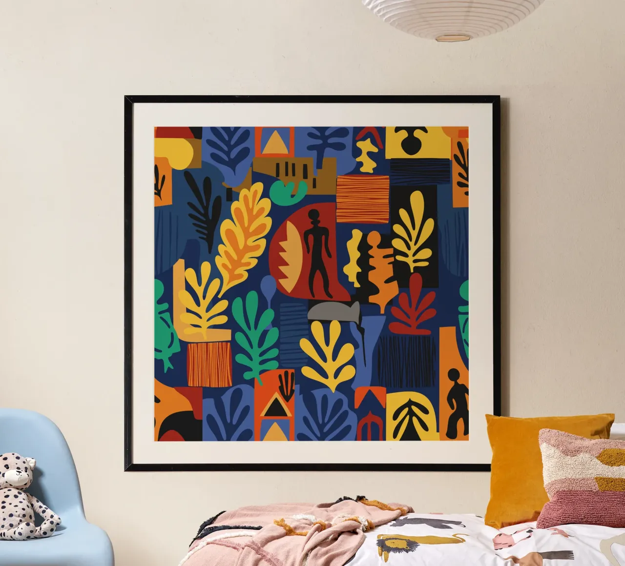 Cut Out Flowers African Pattern Design Poster mit Kunststoffrahmen von Abstract and Patterns