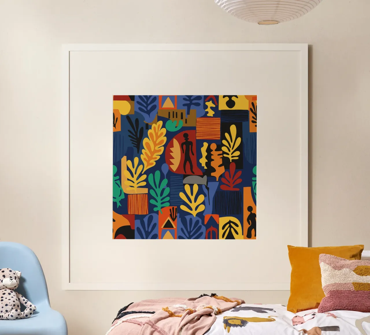 Cut Out Flowers African Pattern Design Poster mit Kunststoffrahmen von Abstract and Patterns