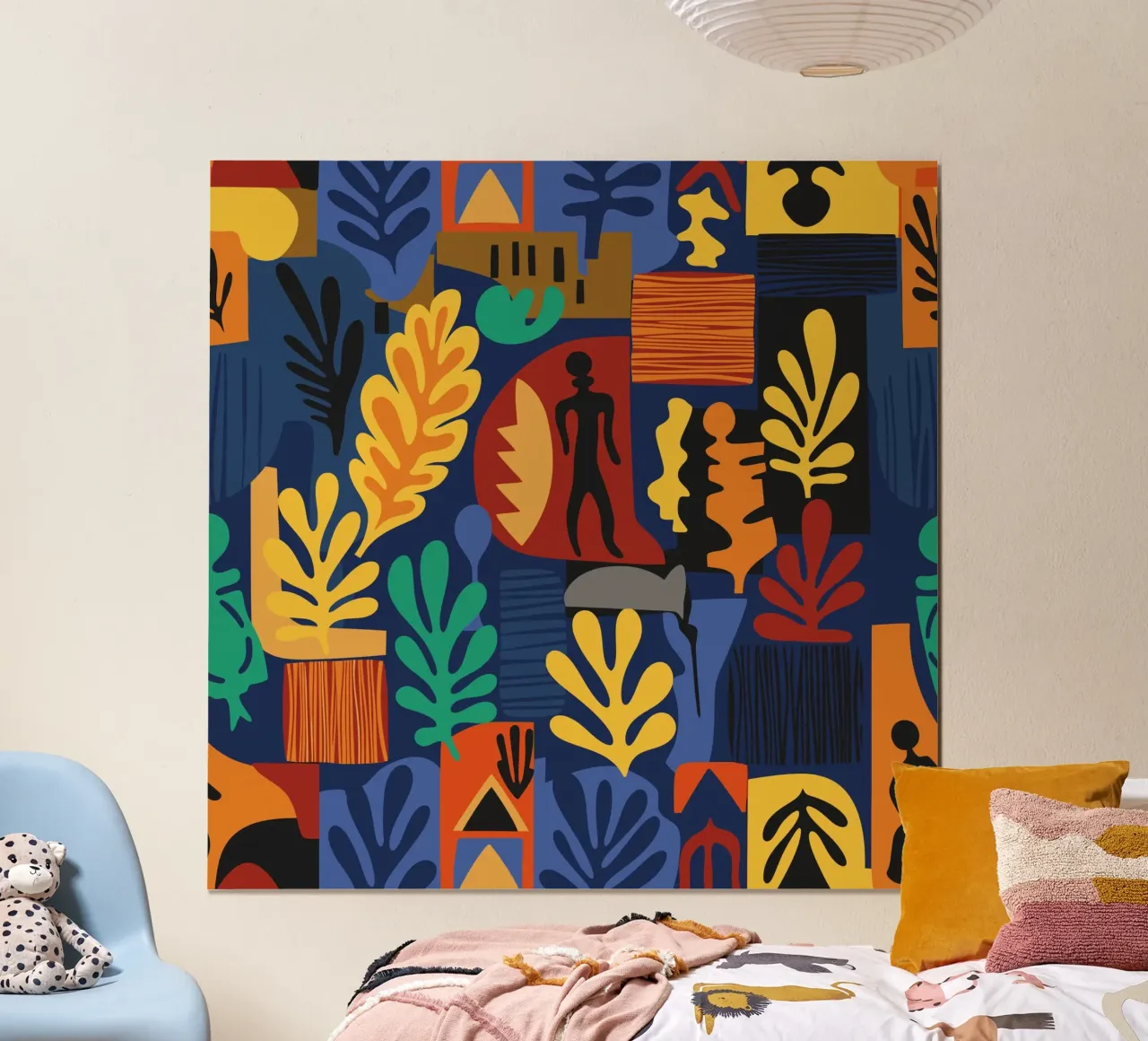 Cut Out Flowers African Pattern Design Poster mit Kunststoffrahmen von Abstract and Patterns