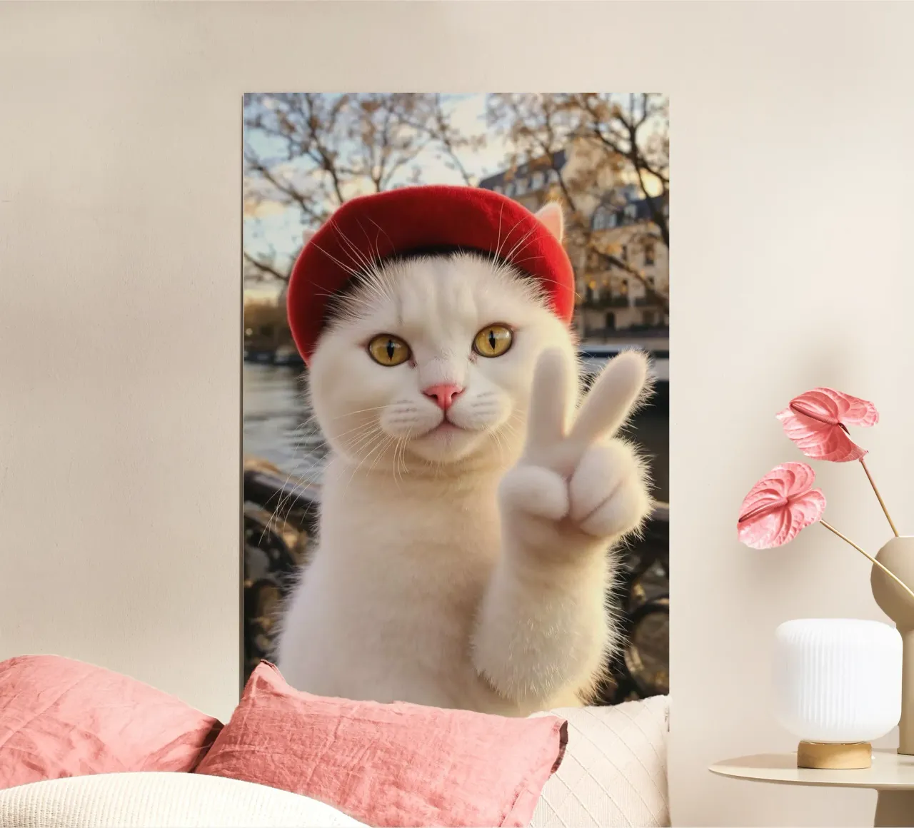 cat says hi poster con telaio in plastica da huminity