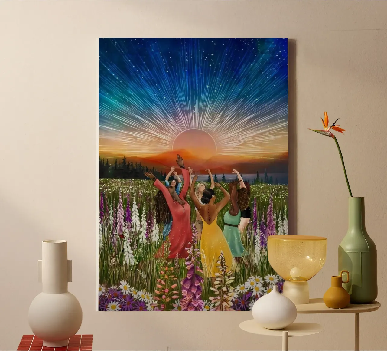 dancing in sunshine canvas with Floater frame by panada