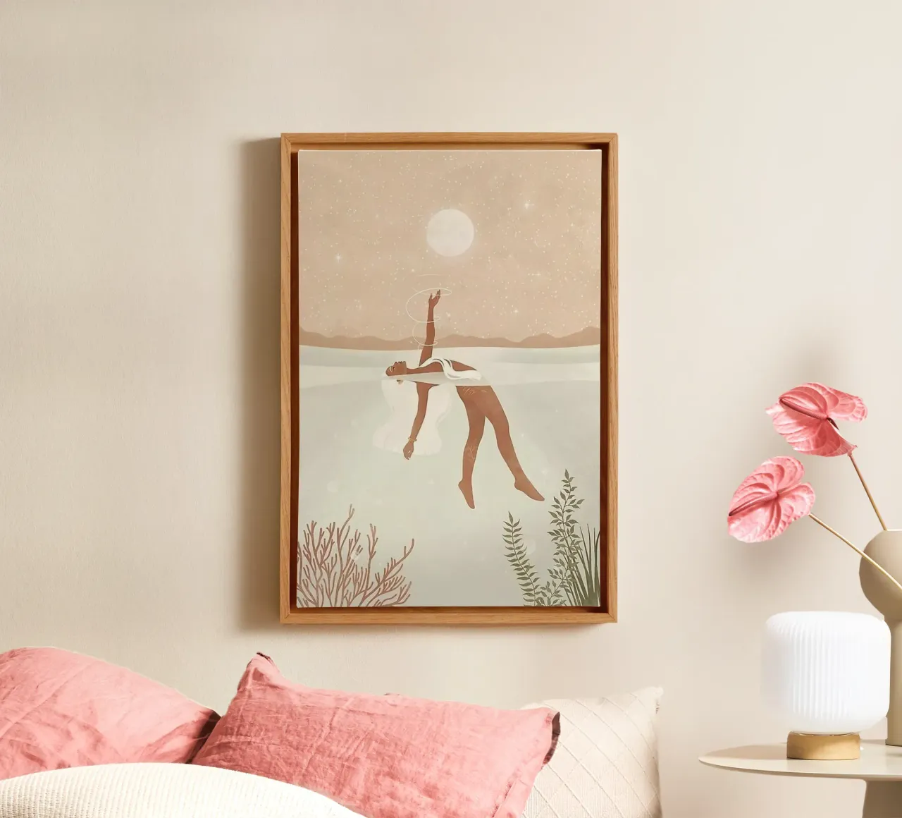 chilling in water with sunshine canvas with Floater frame by panada
