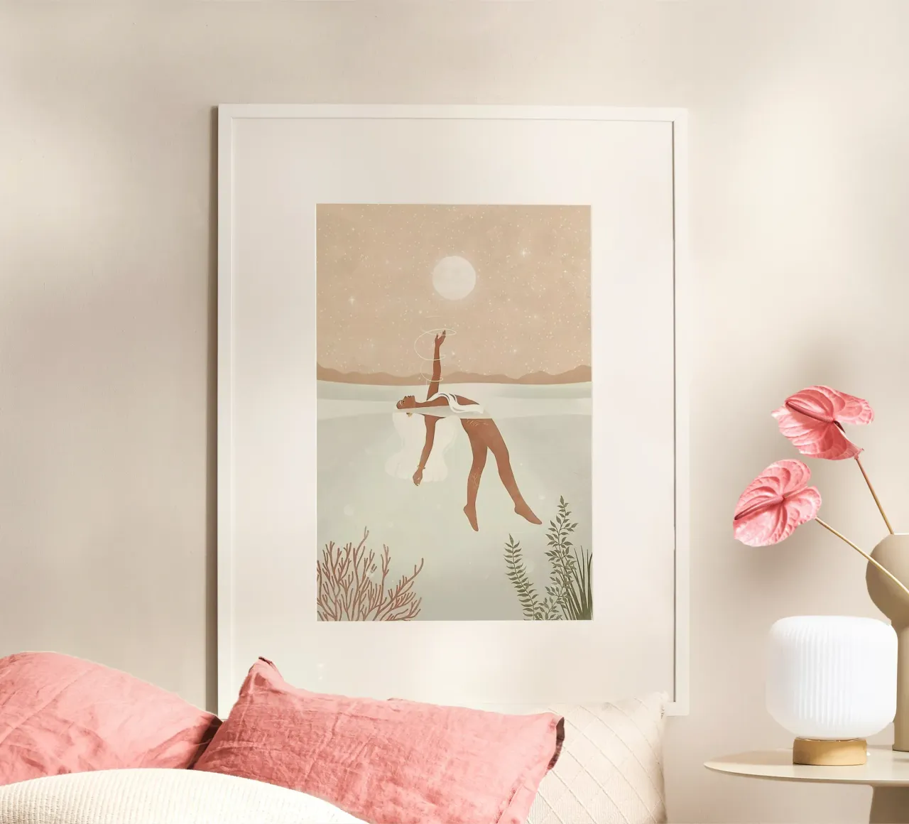 chilling in water with sunshine poster con telaio in legno da panada