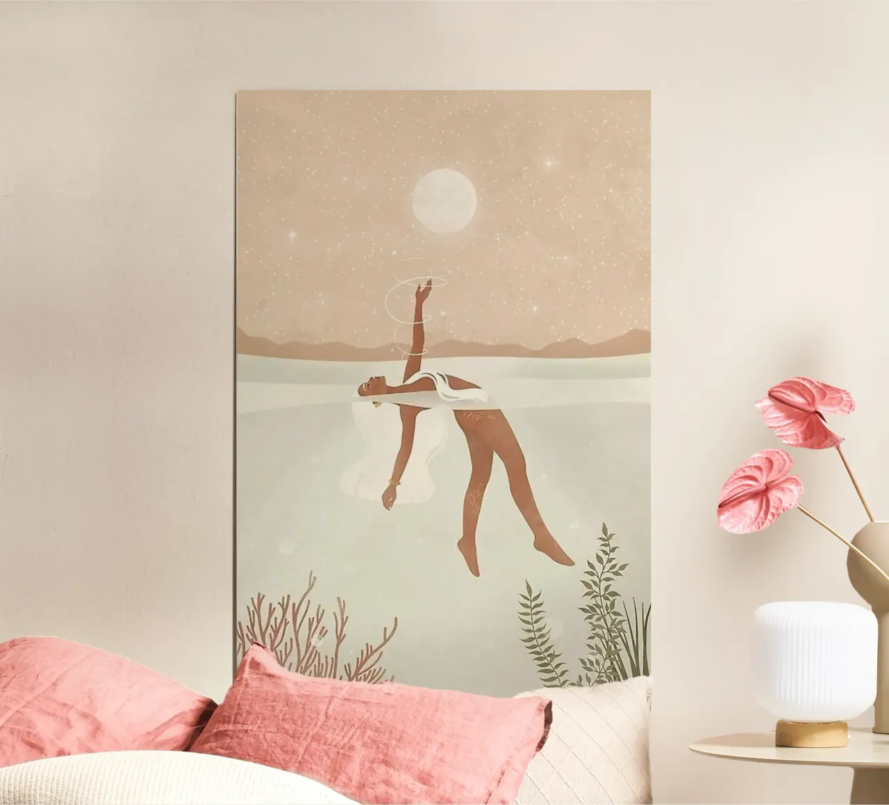 chilling in water with sunshine poster con telaio in legno da panada