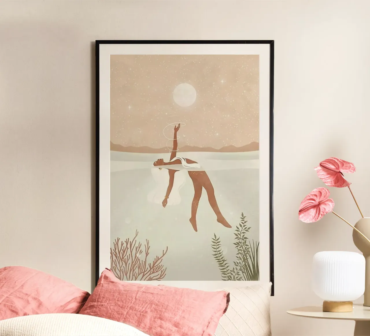 chilling in water with sunshine poster con telaio in legno da panada