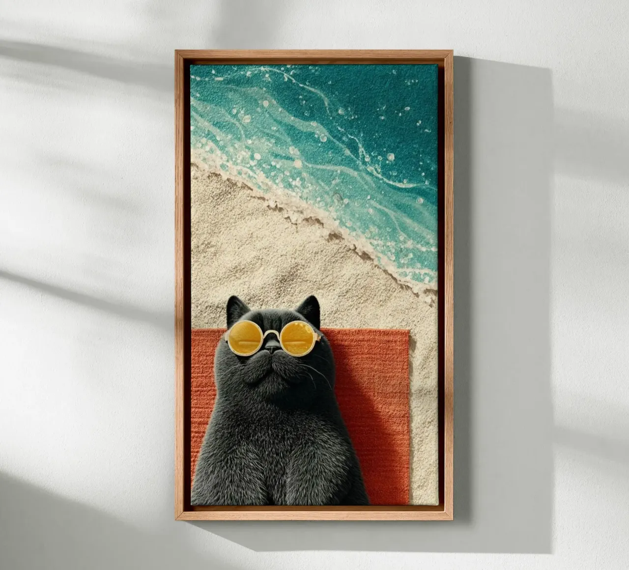 cat with orange glasses tela con Cornice a cassetta da panada
