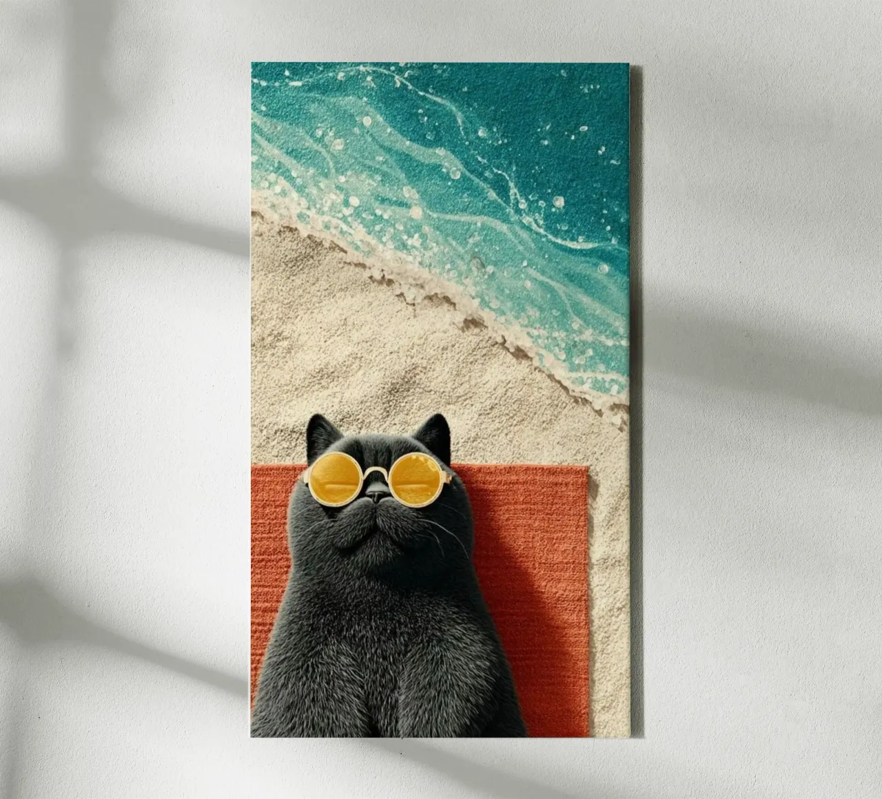 cat with orange glasses tela con Cornice a cassetta da panada