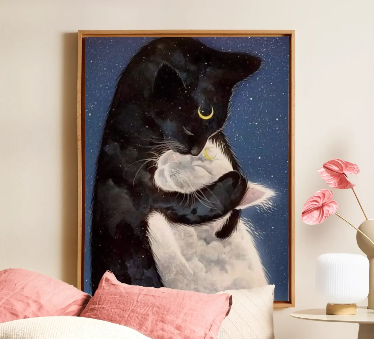 cats hold each canvas with Floater frame by huminity