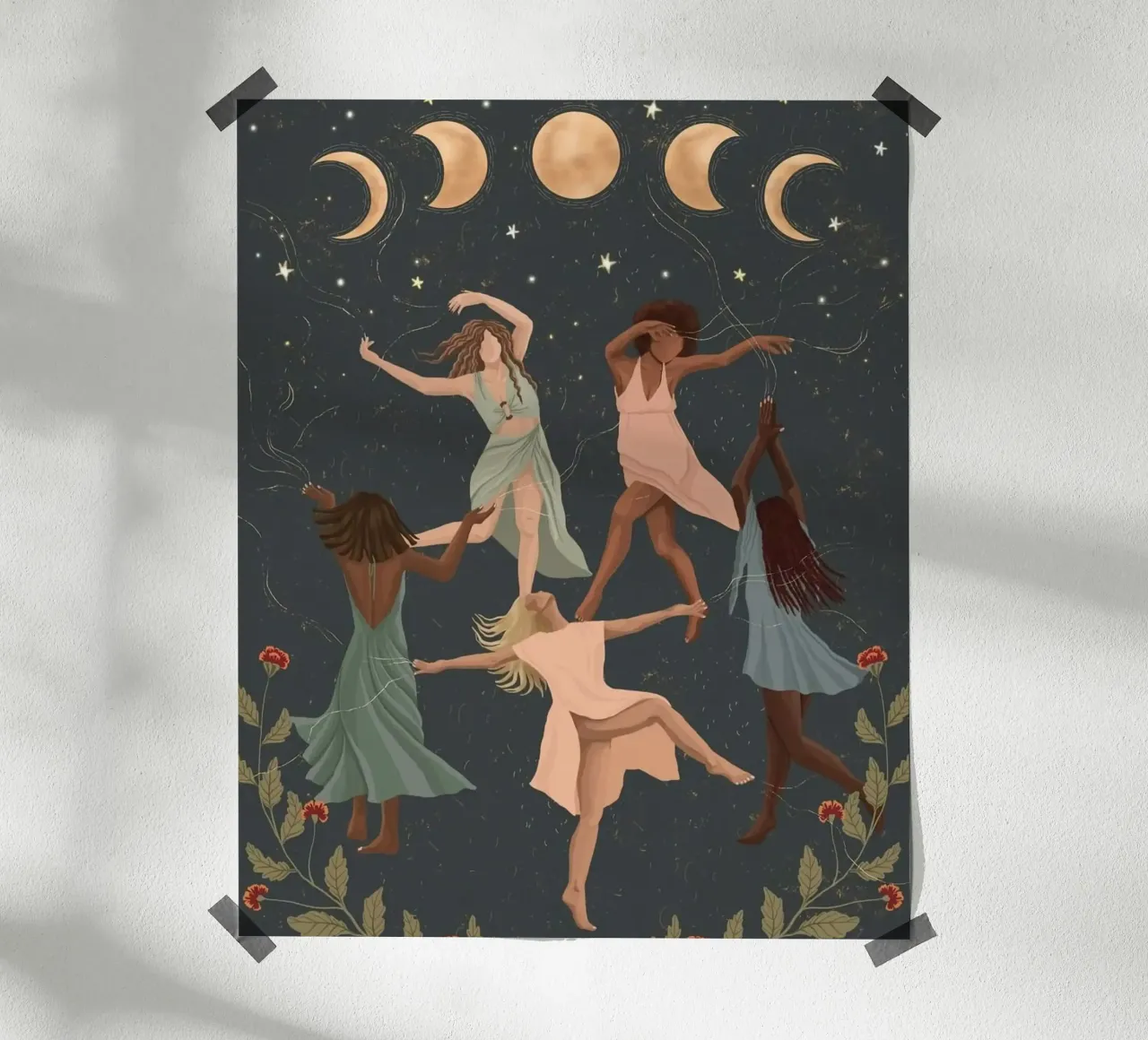 dancing in the moon poster con telaio in legno da huminity