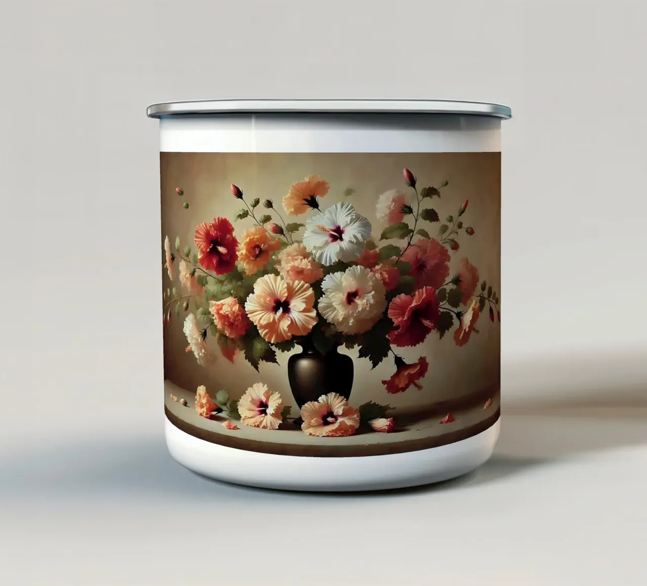 Bouquet di fiori di ibisco tazza in smalto da VintageBotanics