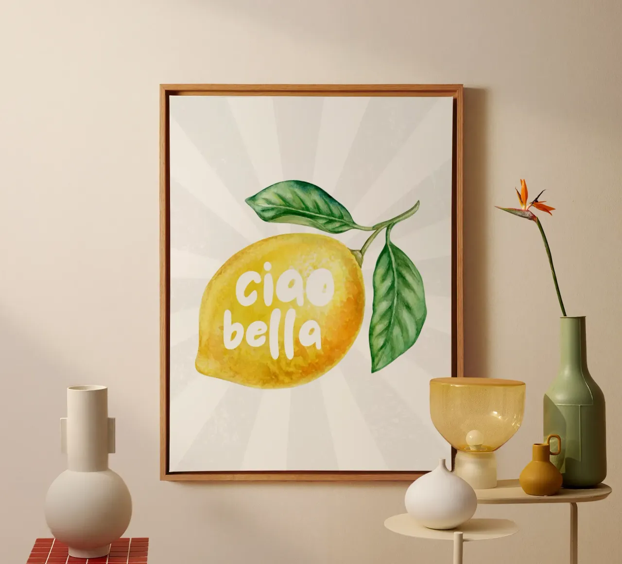 Ciao bella limone canvas with Floater frame by PinkCandyWalls