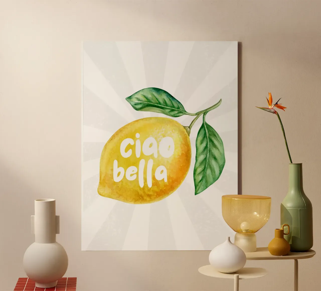 Ciao bella limone canvas with Floater frame by PinkCandyWalls