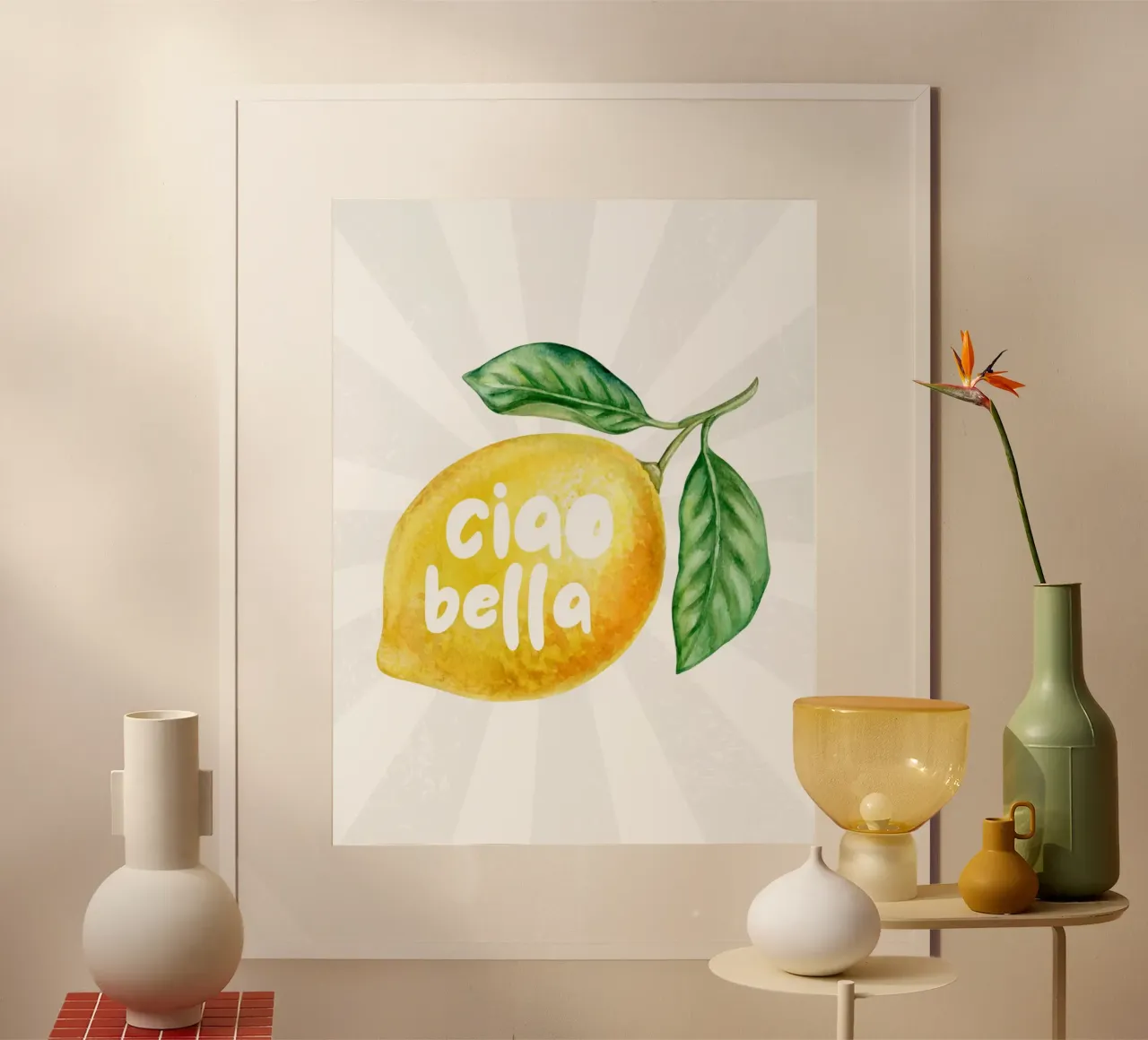 Ciao bella limone poster con telaio in plastica da PinkCandyWalls