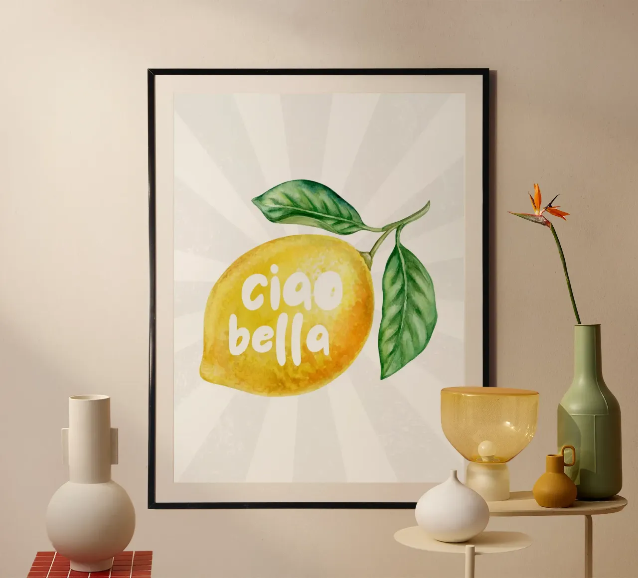 Ciao bella limone poster con telaio in plastica da PinkCandyWalls