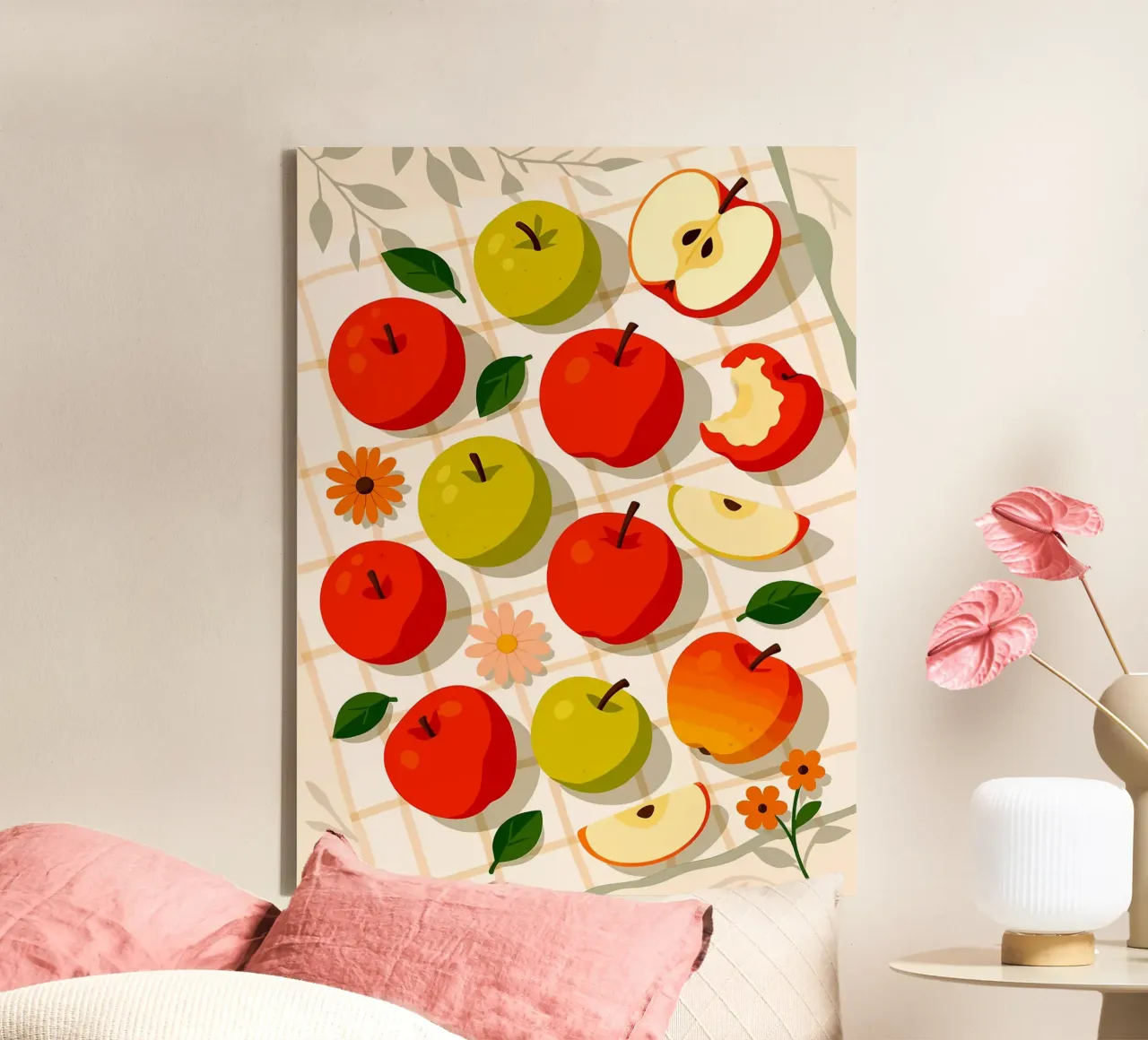 Apfel - Eine stilisierte Tischdekoration Leinwand mit Schattenfugenrahmen von Sven B Strauss