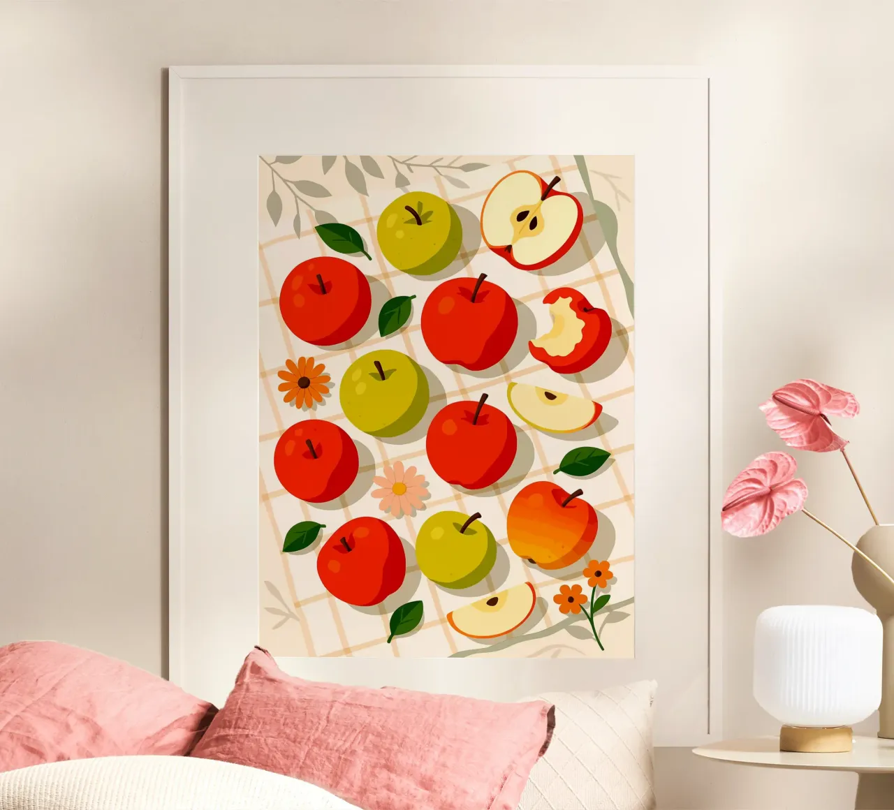 Manzana - Una mesa con estilo poster con marco de aluminio de Sven B Strauss