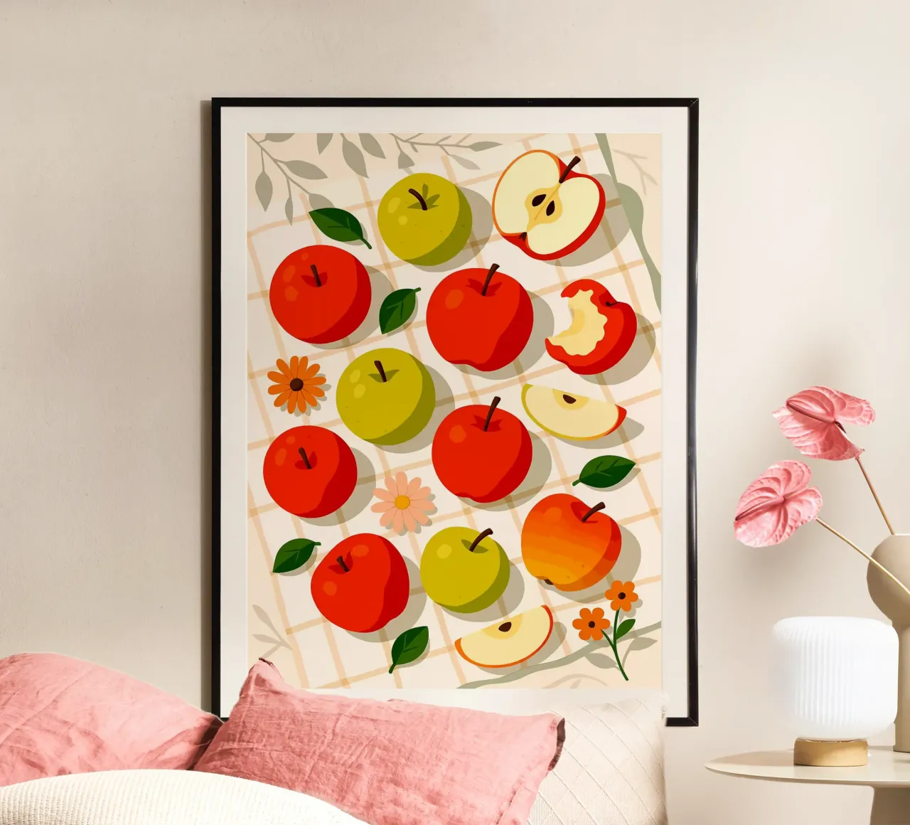 Manzana - Una mesa con estilo poster con marco de aluminio de Sven B Strauss