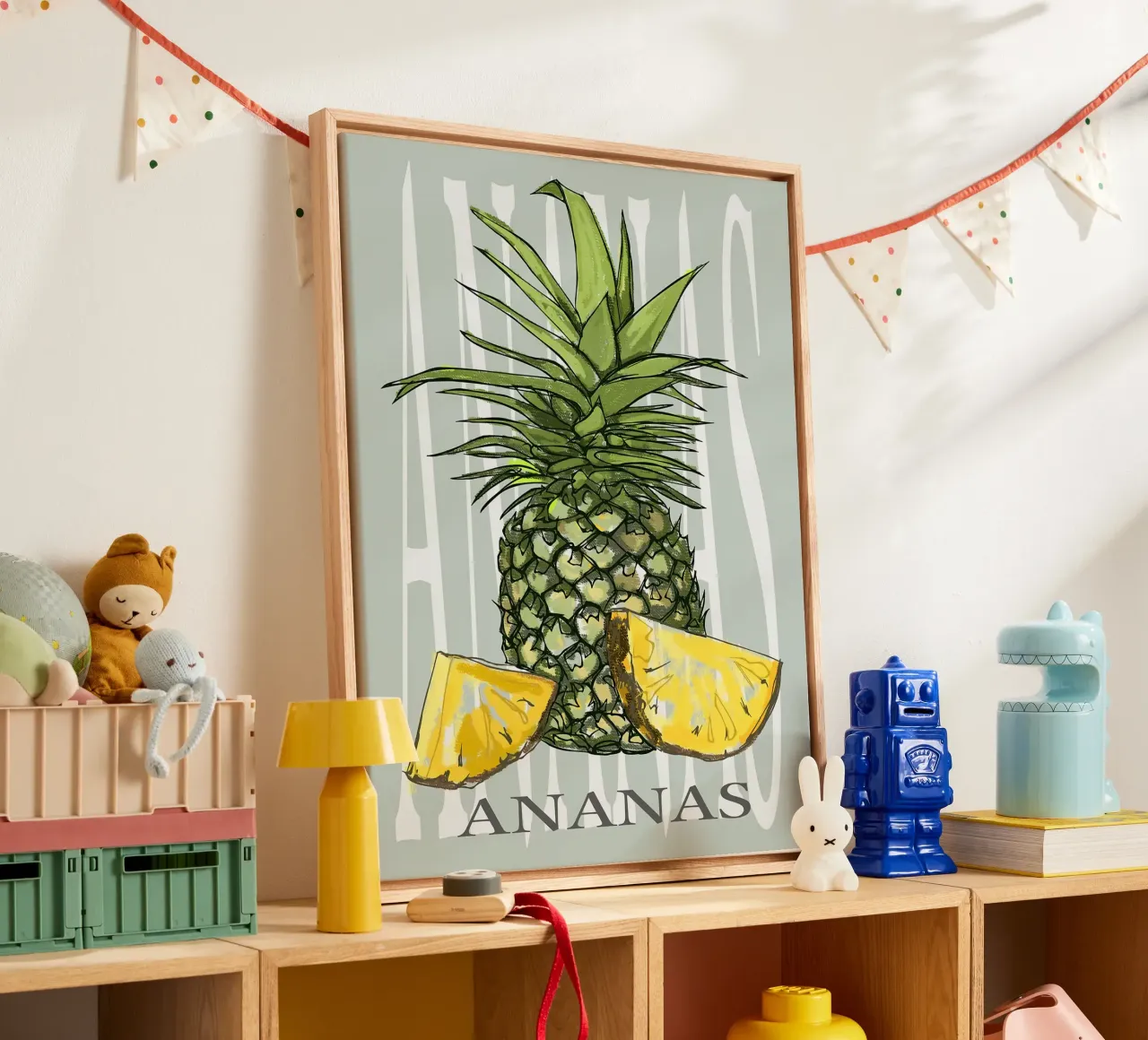 Ananas tela con Cornice a cassetta da Sven B Strauss