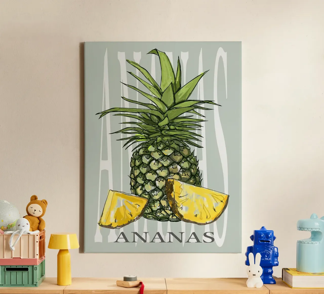 Ananas tela con Cornice a cassetta da Sven B Strauss