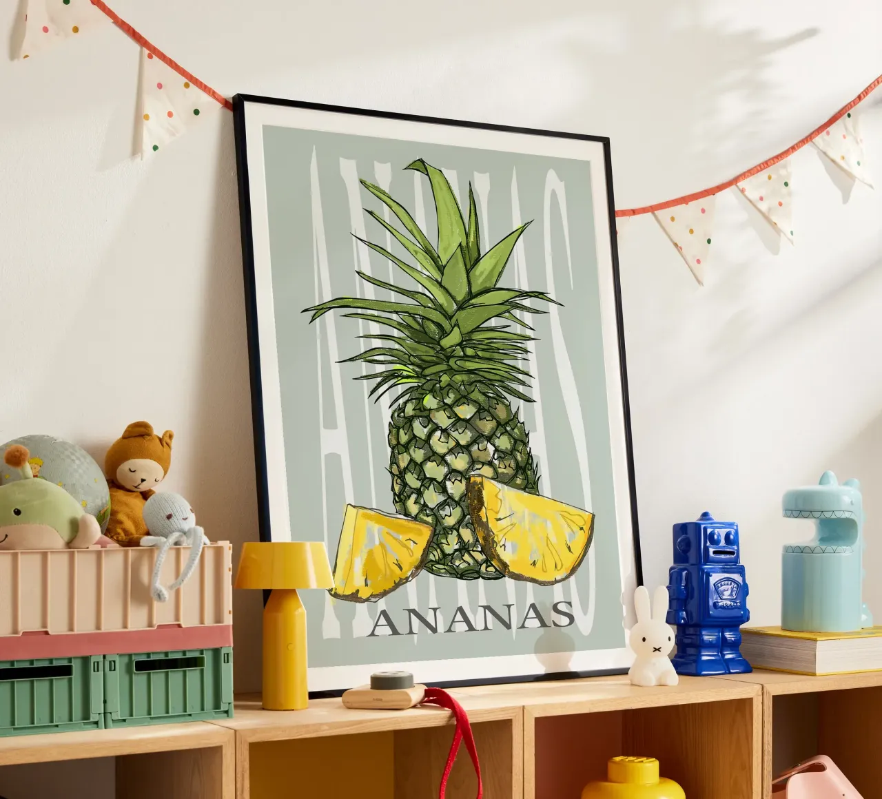 Ananas poster con telaio in legno da Sven B Strauss