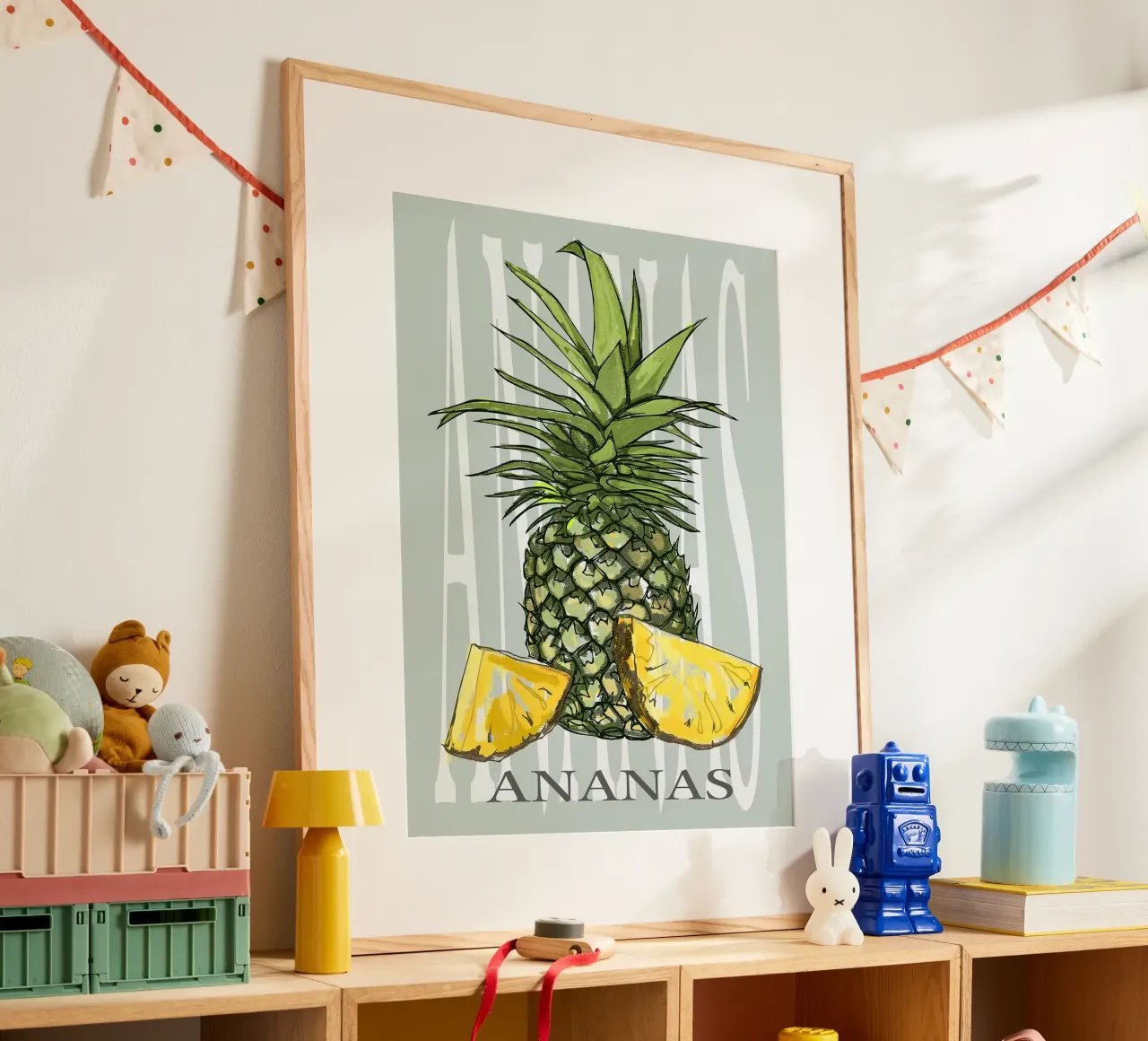 Ananas poster con telaio in legno da Sven B Strauss