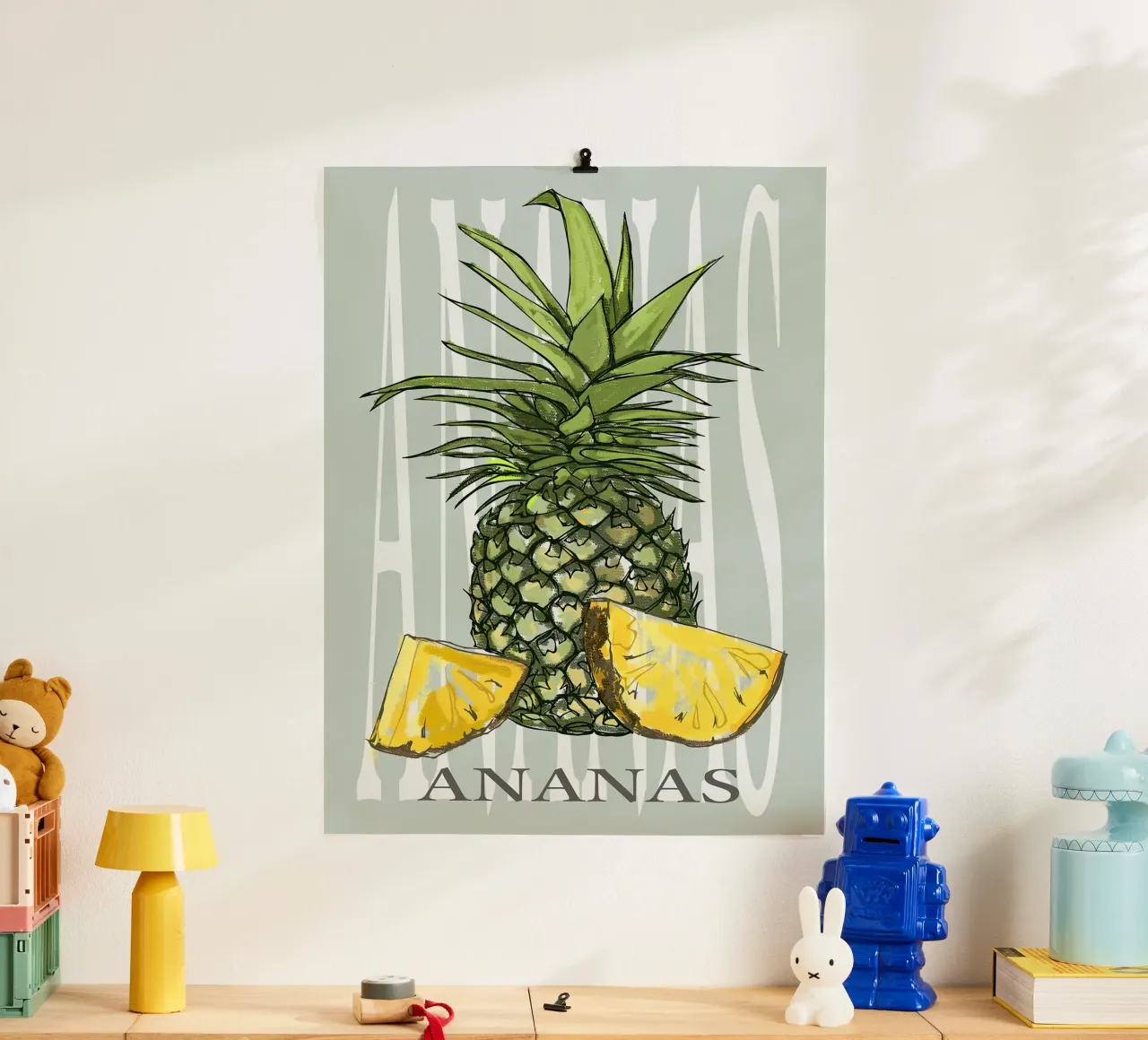 Ananas poster con telaio in legno da Sven B Strauss