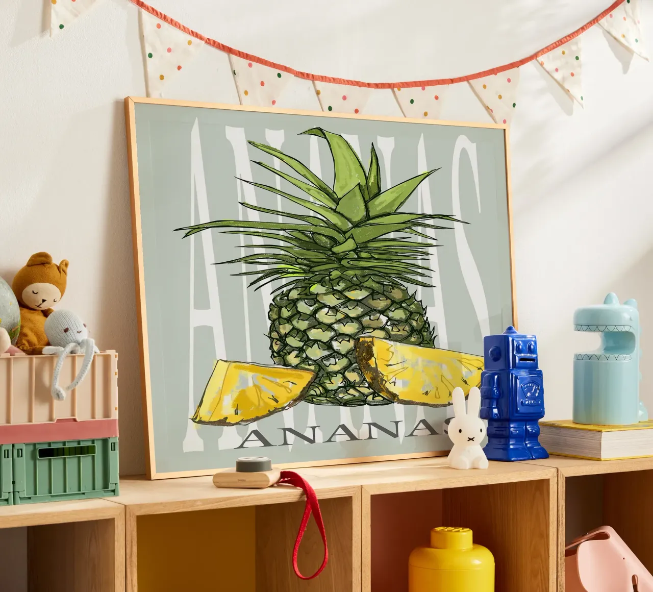 Ananas poster con telaio in legno da Sven B Strauss