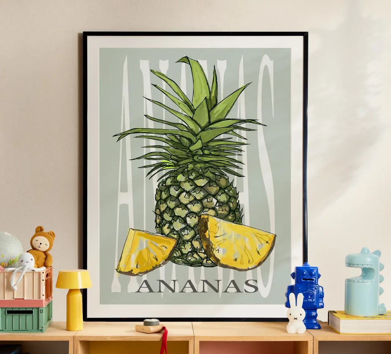 Ananas poster con telaio in legno da Sven B Strauss