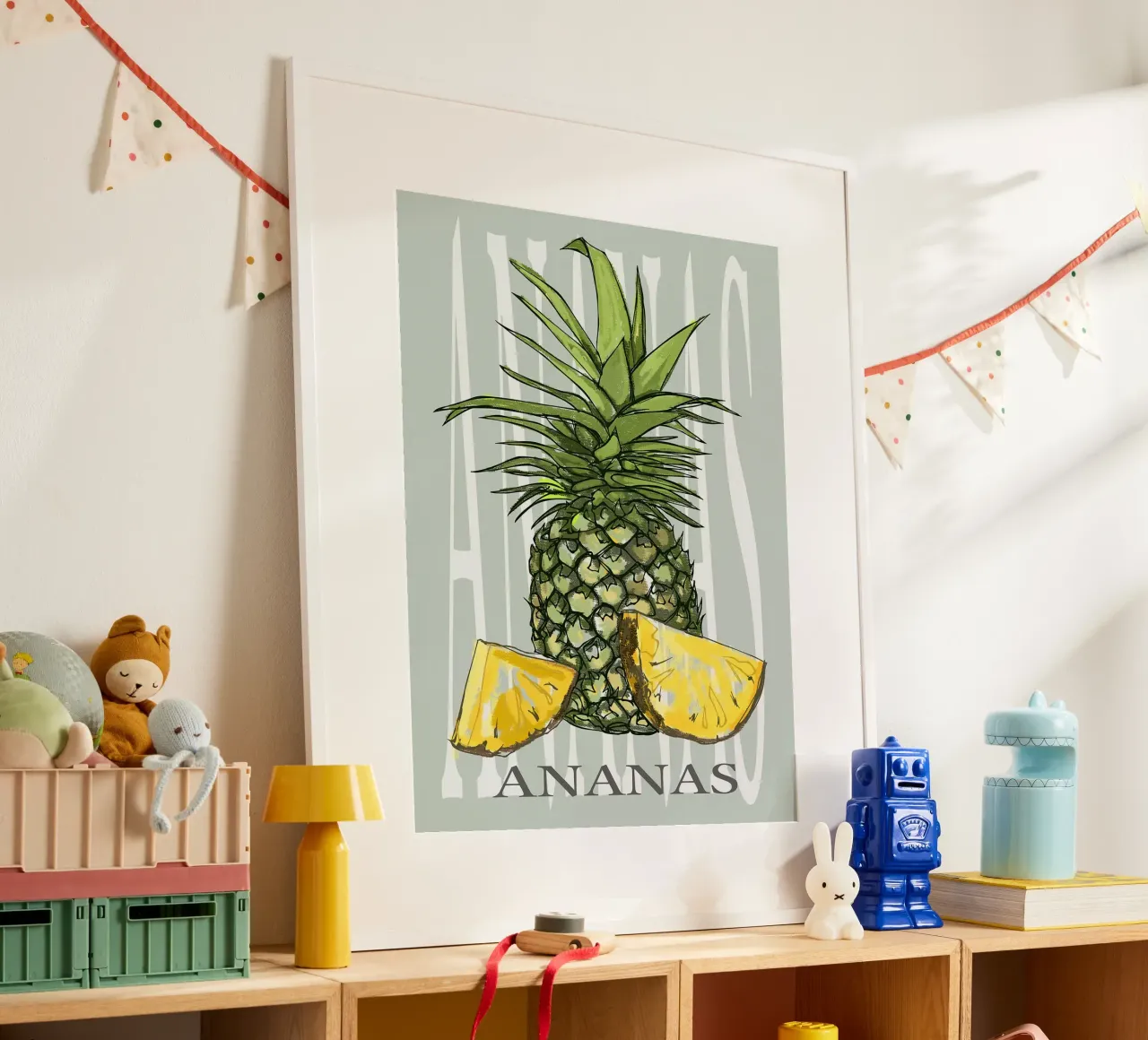 Ananas poster con telaio in legno da Sven B Strauss