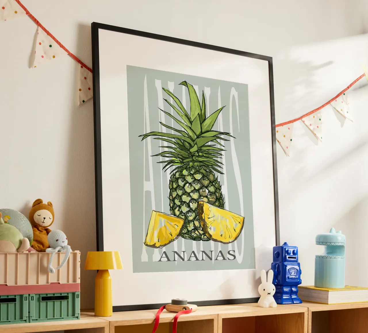 Ananas poster con telaio in legno da Sven B Strauss