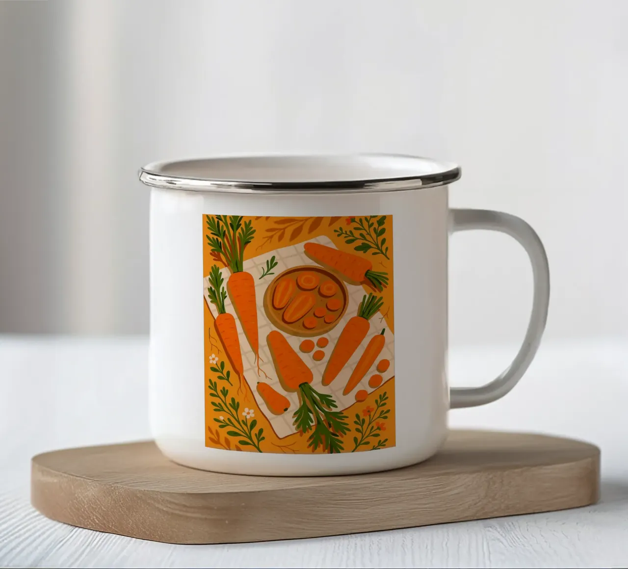 Carota - Una tavola stilizzata tazza in smalto da Sven B Strauss