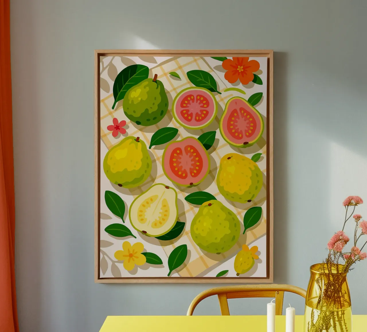 Guava - Una tavola stilizzata tela con Cornice a cassetta da Sven B Strauss