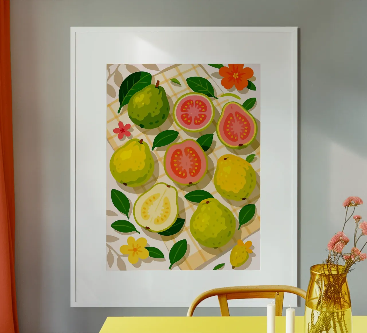 Guava - Una tavola stilizzata poster con telaio in alluminio da Sven B Strauss