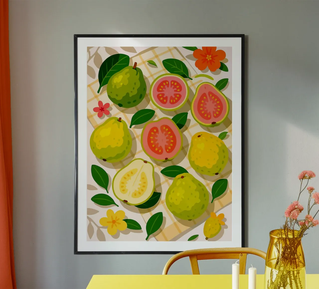 Guava - Una tavola stilizzata poster con telaio in alluminio da Sven B Strauss
