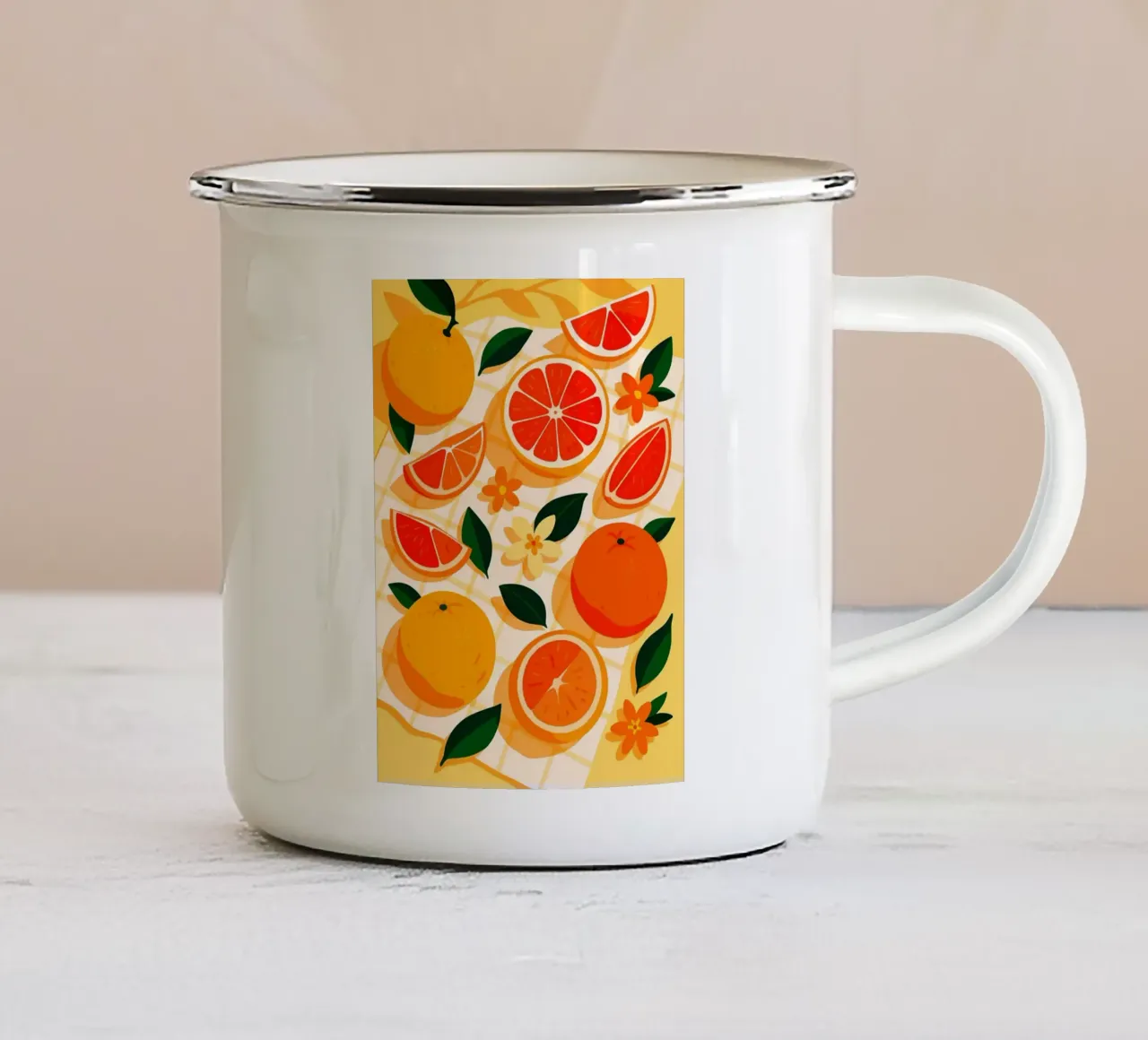 Pompelmo - Una tavola stilizzata tazza in smalto da Sven B Strauss