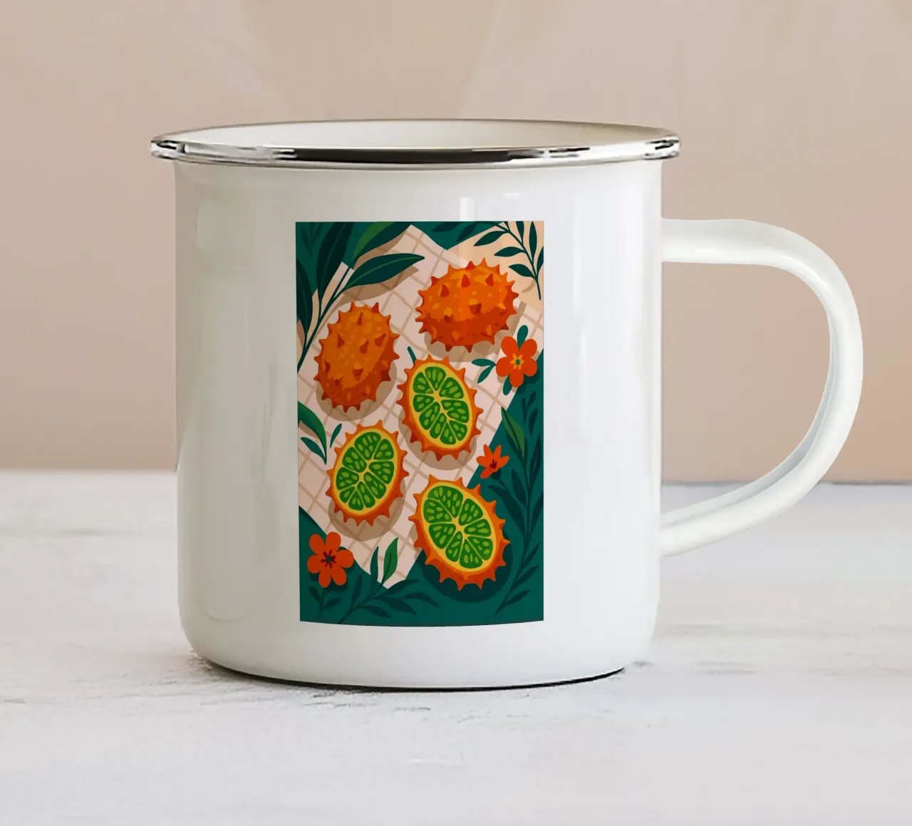 Melone cornuto - Una tavola stilizzata tazza in smalto da Sven B Strauss
