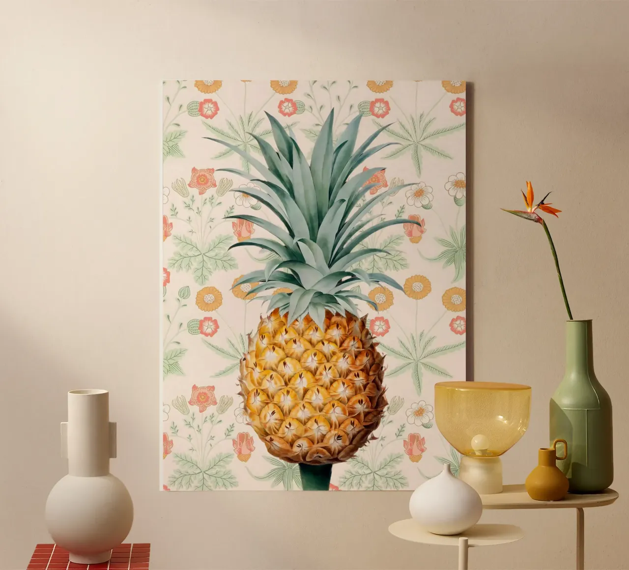 Pineapple canvas with Floater frame by Fletcher M Henry