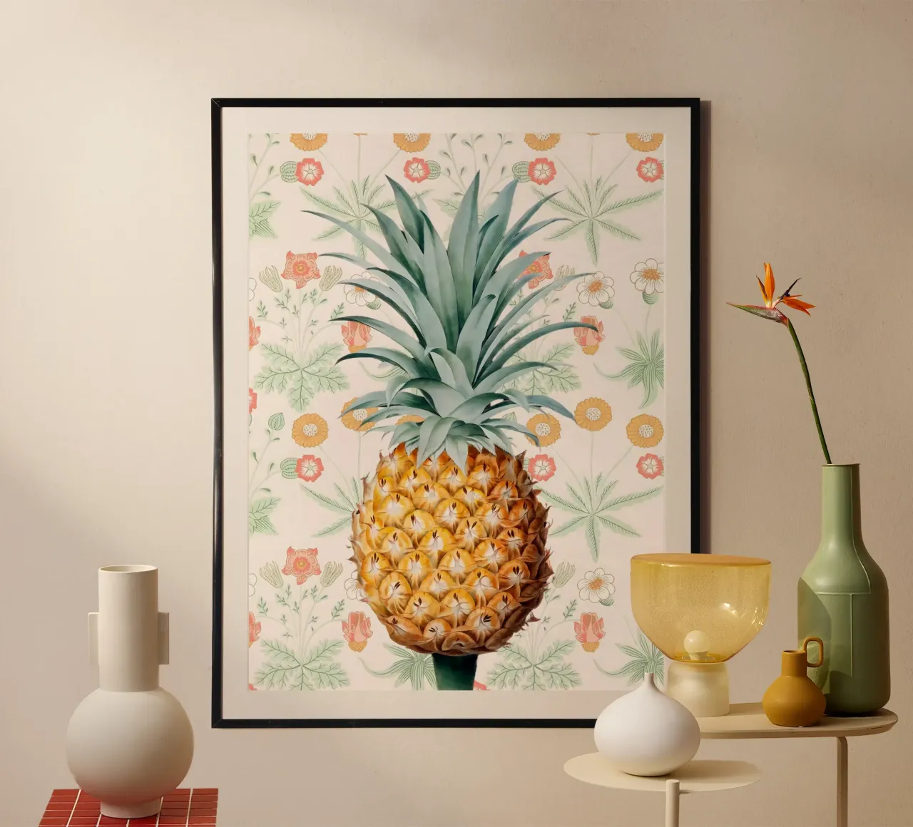Ananas poster con telaio in legno da Fletcher M Henry