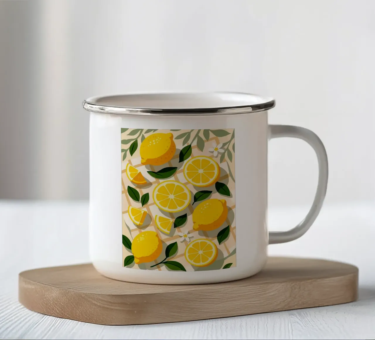 Limone - Una tavola stilizzata tazza in smalto da Fletcher M Henry