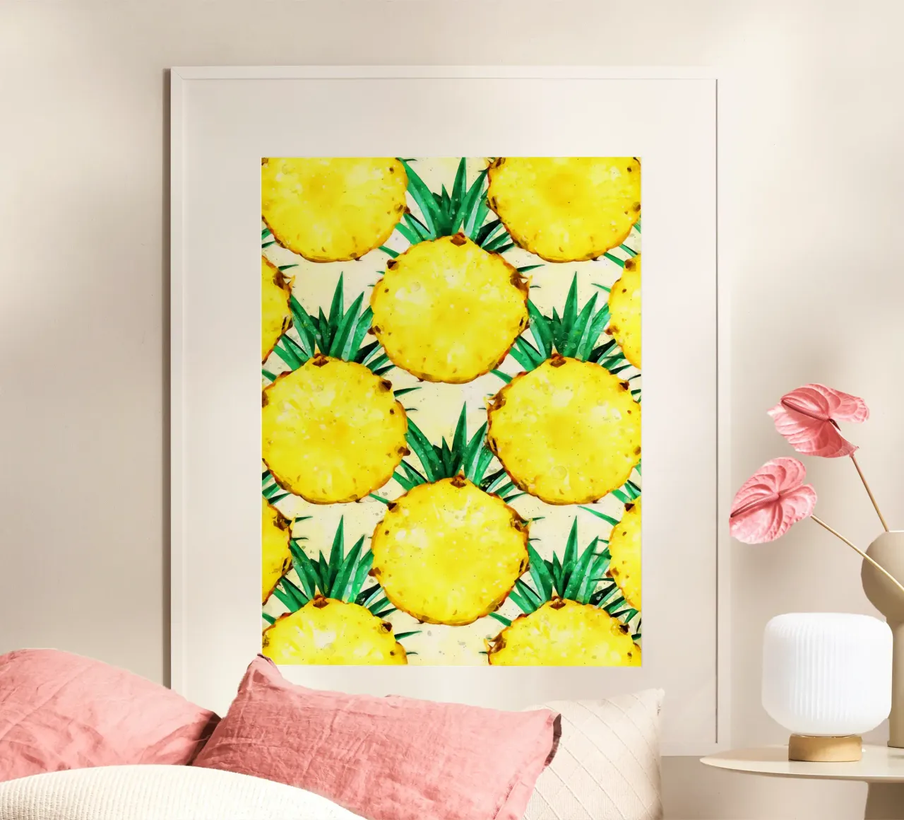 Ananas acquerello poster con telaio in alluminio da Fletcher M Henry