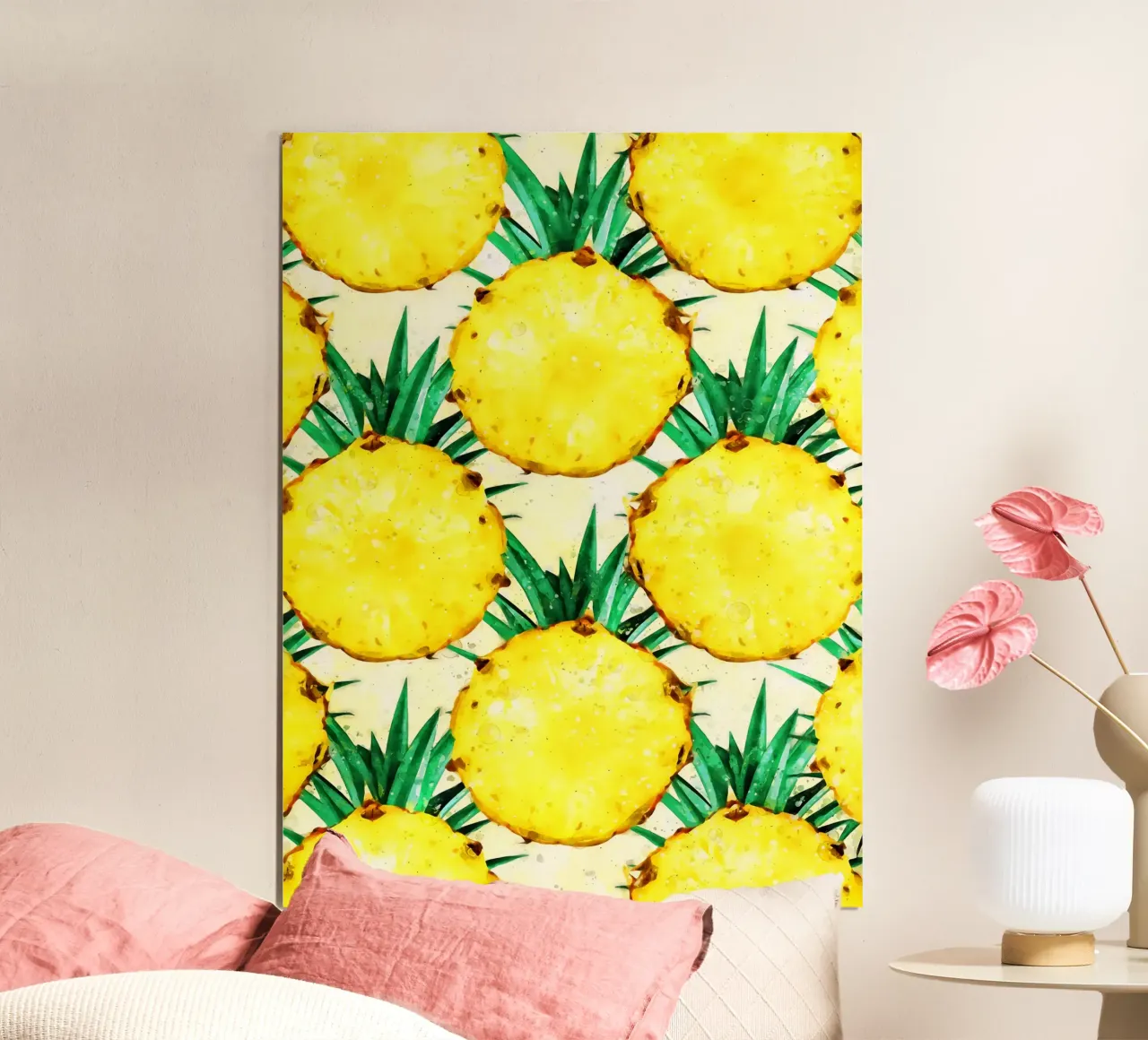 Ananas acquerello poster con telaio in alluminio da Fletcher M Henry