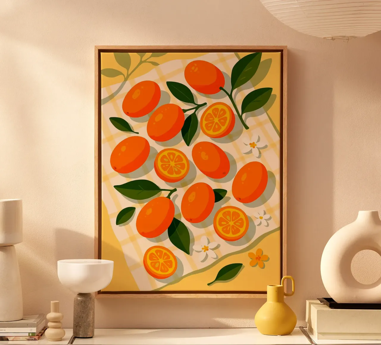 Kumquat - Una tavola stilizzata tela con Cornice a cassetta da Fletcher M Henry