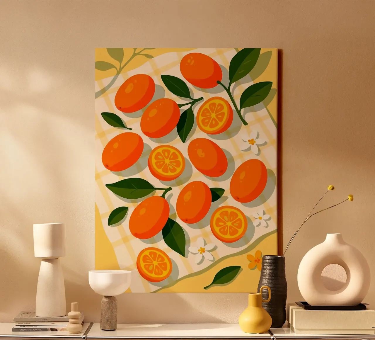 Kumquat - Una tavola stilizzata tela con Cornice a cassetta da Fletcher M Henry