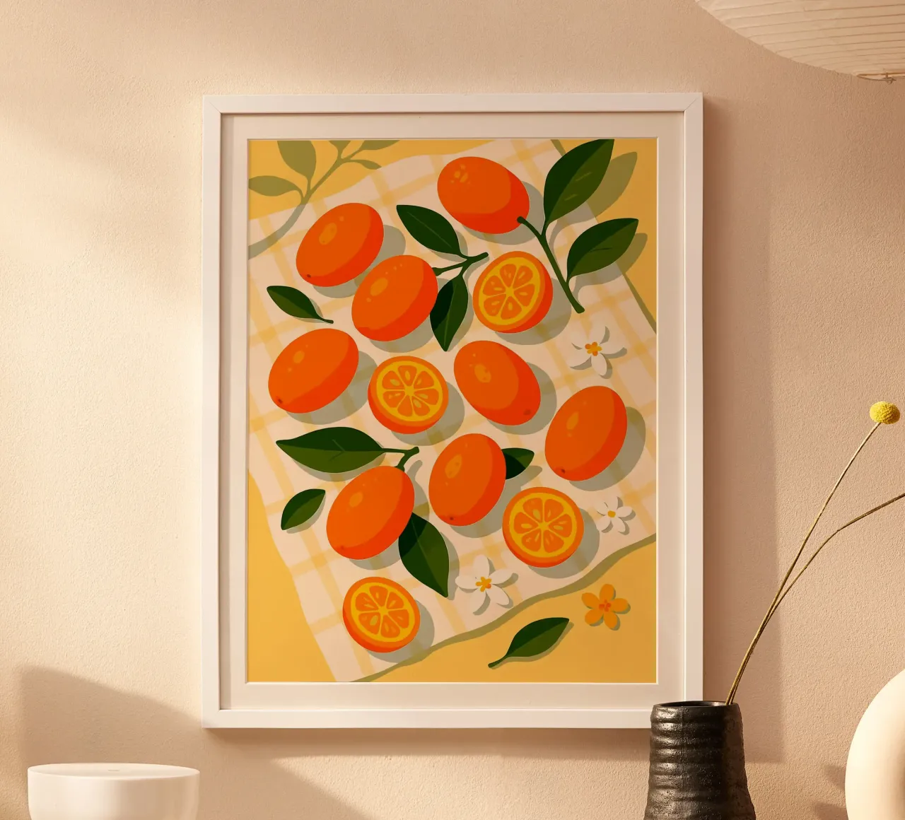 Kumquat - Una tavola stilizzata poster con telaio in alluminio da Fletcher M Henry