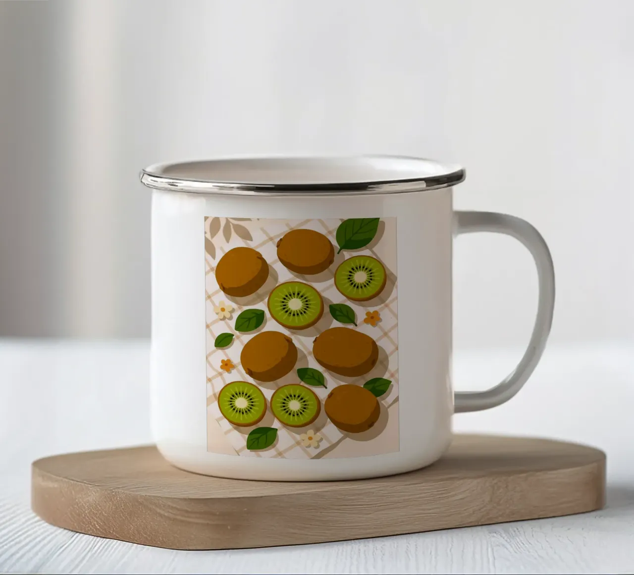 Kiwi - Una tavola stilizzata tazza in smalto da Fletcher M Henry