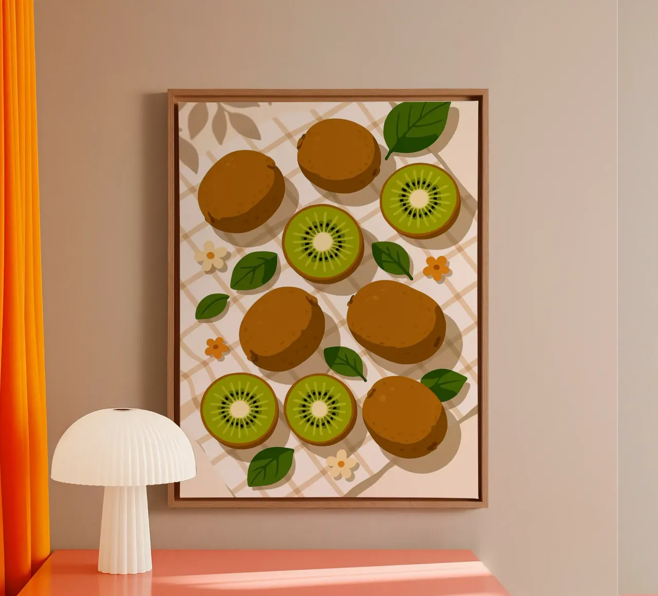 Kiwi - Una tavola stilizzata tela con Cornice a cassetta da Fletcher M Henry