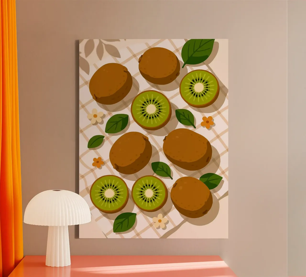 Kiwi - Una tavola stilizzata tela con Cornice a cassetta da Fletcher M Henry