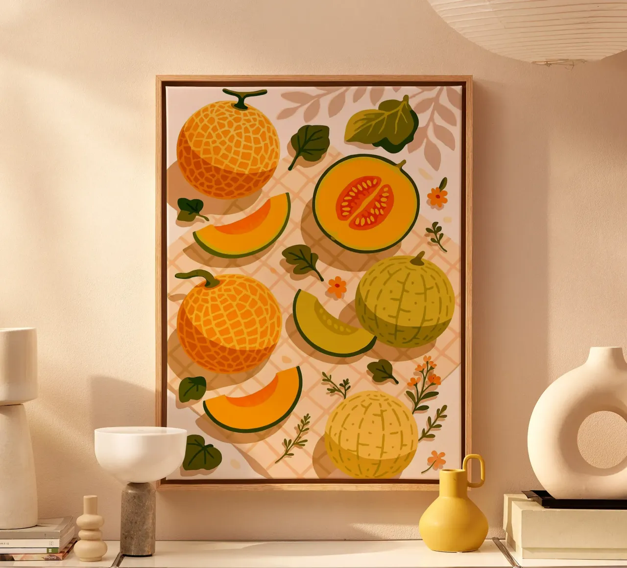 Melone muschiato - Una tavola stilizzata tela con Cornice a cassetta da Fletcher M Henry